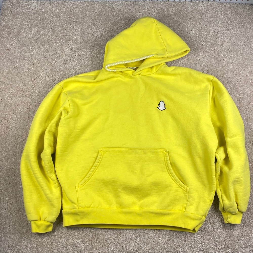 Madhappy x Snapchat Ghost Logo Hoodie Neon Yellow Cotton Sweatshirt Small